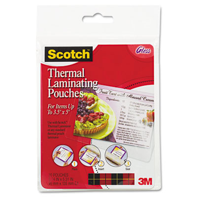 Picture of 3M TP590220 Index card size thermal laminating pouches  5 mil  5 3/8 x 3 3/4  20/pack