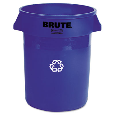 Picture of Rcp 263273BE Brute Recycling Container  Round  Plastic  32 gal  Blue
