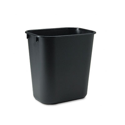 Deskside 3 gal Rectangular Indoor Plastic Can, Black, None, Plastic, 8 1/4 in