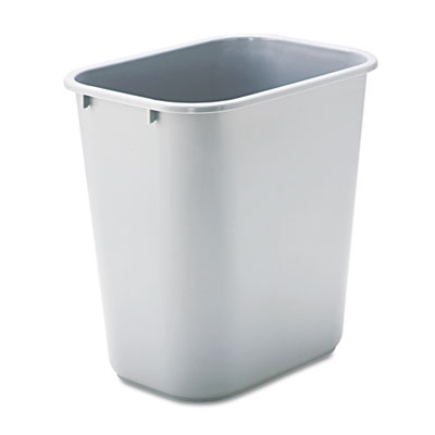 Soft Molded Plastic Wastebasket  Rectangular  7 gal  Gray