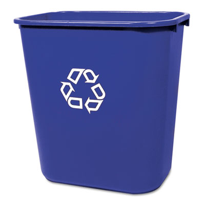 Medium Deskside Recycling Container  Rectangular  Plastic  28 1/8 qt  Blue