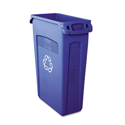 Picture of Rcp 354007BE Slim Jim Recycling Container w/Venting Channels  Plastic  23 gal  Blue