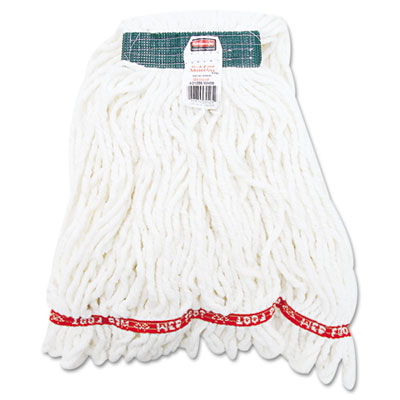 A21206WHI Web Foot Shrinkless Looped-End Wet Mop Head  Cotton/Synthetic  Medium  White -  Rubbermaid Commercial Products