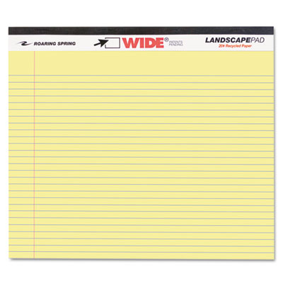Landscape Format Writing Pad  College Ruled  11 x 9-1/2  Canary  40 Sheets/Pad