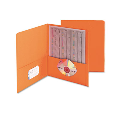 Picture of Smead 87858 Two-Pocket Portfolio  Embossed Leather Grain Paper  Orange  25/Box