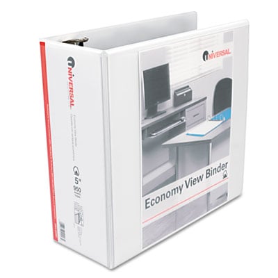 20997 Economy D-Ring Vinyl View Binder  5'' Capacity  White