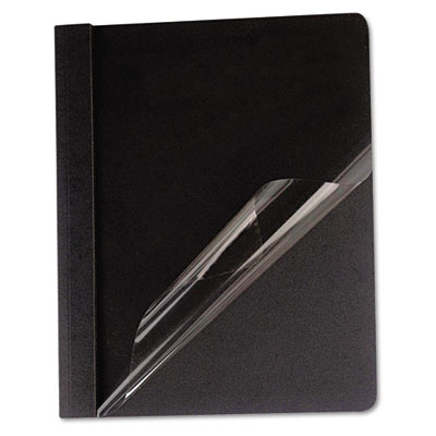 Clear Front Report Cover Tang Fasteners Letter Size Black 25/Box