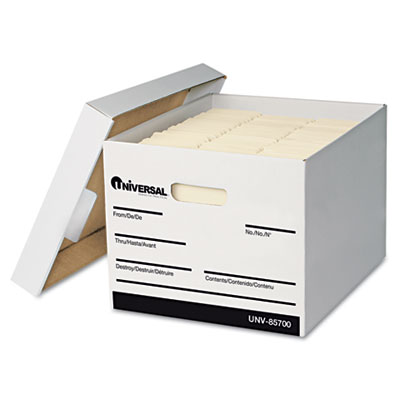 Picture of Universal 85700 Extra-Strength Storage Box w/Lid  Letter/Legal  12 x 15 x 10  White  12/Carton