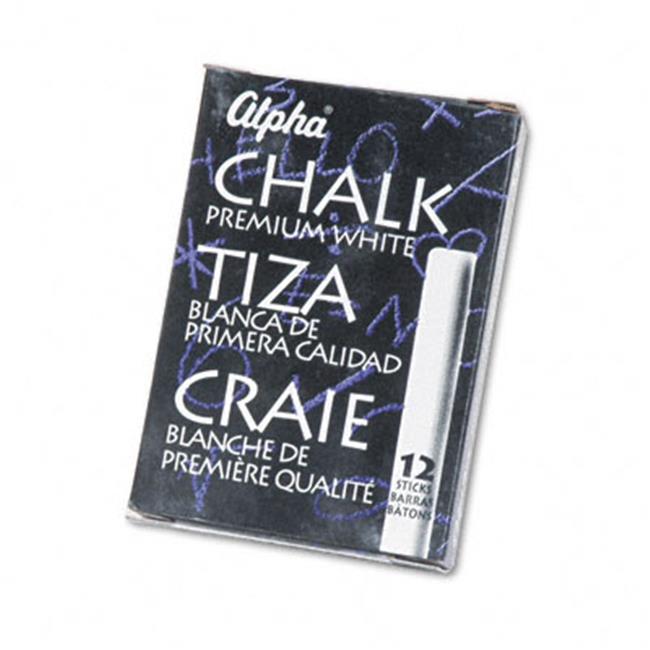 Quartet 314005 Alpha Nontoxic Low Dust Chalk White 12 Sticks/Pack