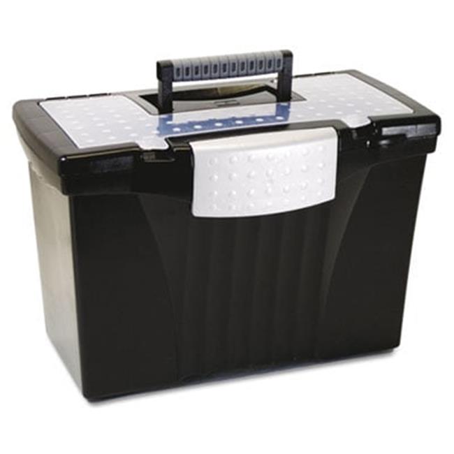Stx 61510U01C Portable File Storage Box w/Organizer Lid Letter/Legal Black