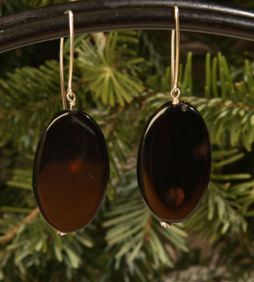 Agate Drop Earrings - Flat Oval