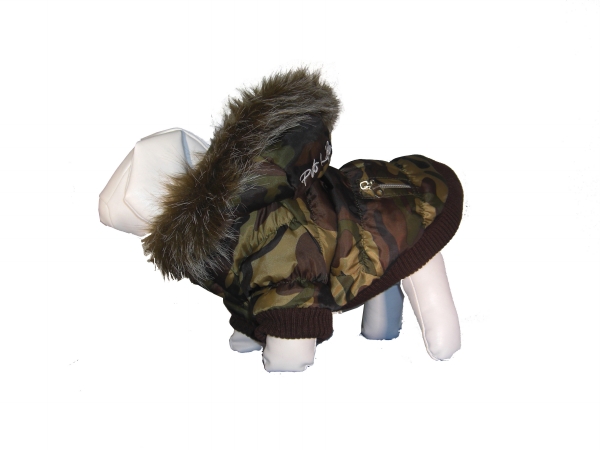 Picture of Pet Life 1CALG Camo Metallic Fashion Parka with Removable Hood-LG