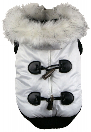 Picture of Pet Life 3WHMD White Winter White Fashion Parka - MD