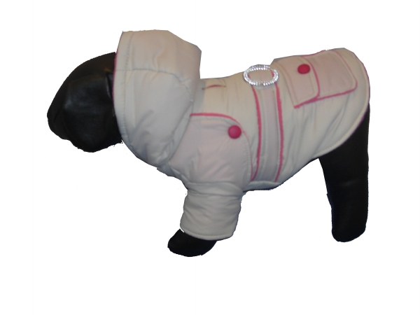 Picture of Pet Life 8TPSM Pink Two-Tone Jewel Jacket with Hood - SM