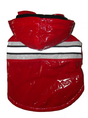 Picture of Pet Life R4RDSM Red - Reflecta Glow Pvc Raincoat - SM