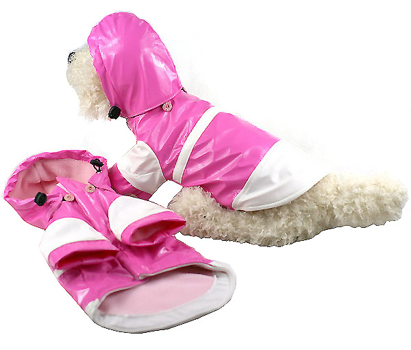 Picture of Pet Life R5PWXS Pink and White - Two-tone pvc Raincoat -XS