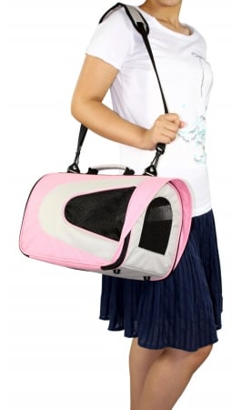 Picture of Pet Life B7PKLG Pink Folding Zippered Sporty Mesh Carrier -LG