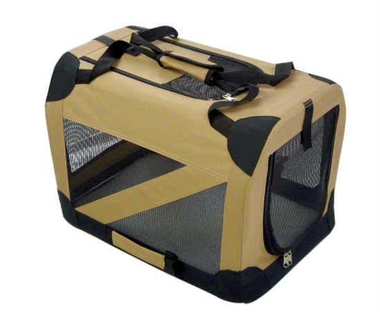 Picture of Pet Life H2KHMD Khaki 360 Degrees Vista Folding Soft Crate - MD