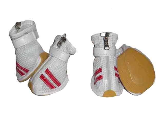 Picture of Pet Life F14WRM White and Red - Spring Mesh Shoes - set of 4 -MD