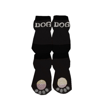 Picture of Pet Life F22BKMDLG Black and White Dog Socks with Rubberized Soles - LG