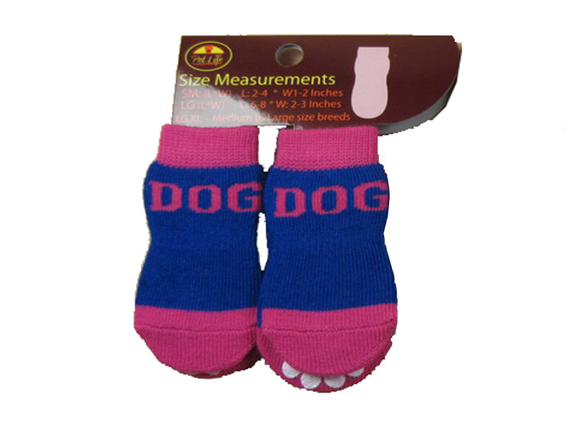 Picture of Pet Life F22PBMDLG Purp and Blue Dog Socks with Rubberized Soles - LG