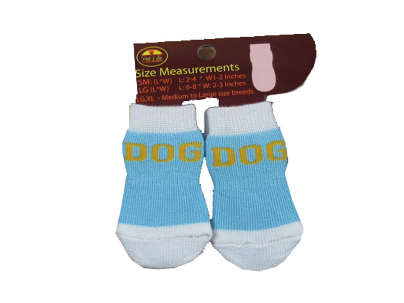 Picture of Pet Life F22BWMDLG Blue and White Dog Socks with Rubberized Soles - LG
