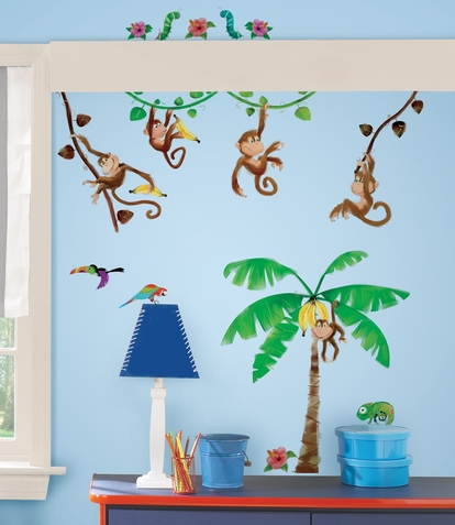 Picture of RoomMates RMK1676SCS Morrow Monkeys Peel and Stick Wall Decals
