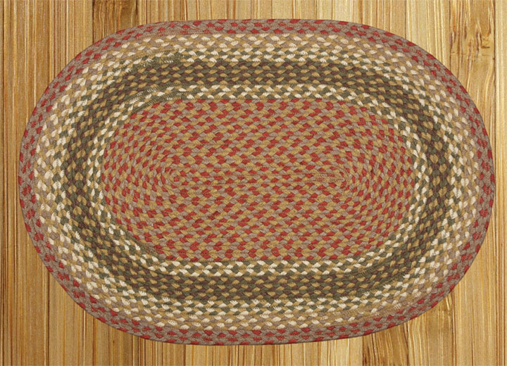 Olive-Burgundy-Gray Jute Braided Rug