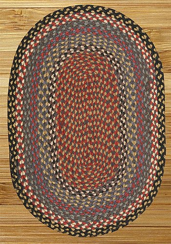 Burgundy-Blue-Gray Jute Braided Rug