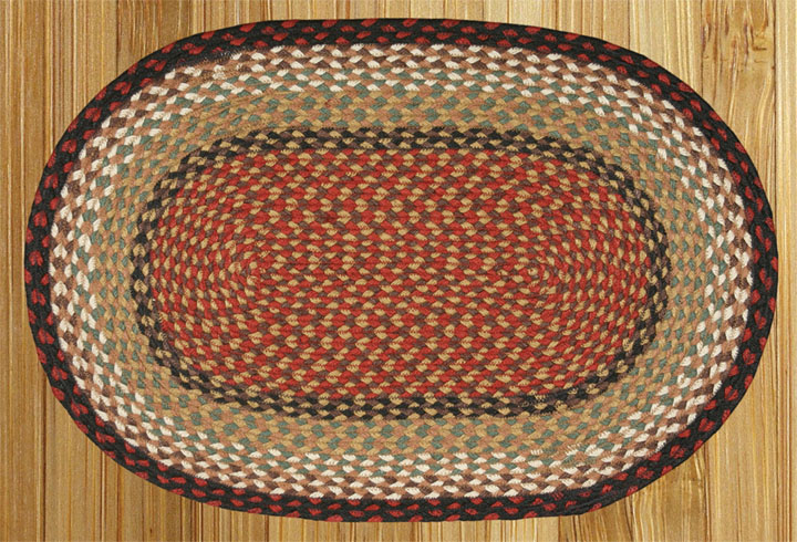 Burgundy-Mustard Jute Braided Rug