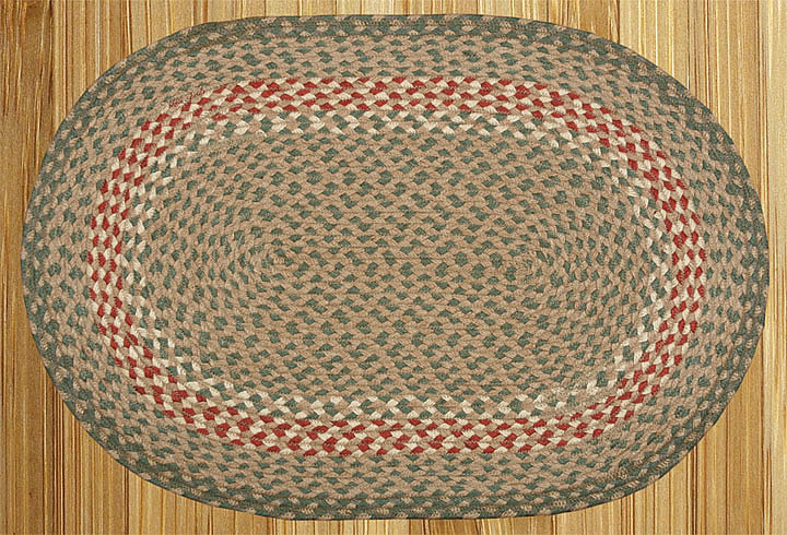 Picture of Capitol Earth Rugs 07-009 Green-Burgundy Jute Braided Rug