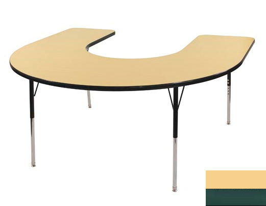Early Childhood Resource ELR-14103-MMGN-SS 60 in. x 66 in. Maple Horseshoe Adjustable Activity Table with Maple Edge and