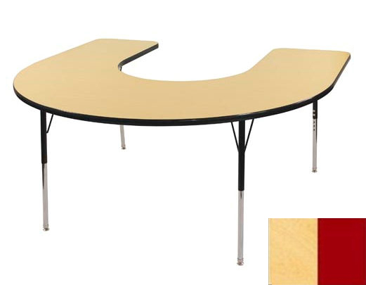 Early Childhood Resource ELR-14103-MMRD-SS 60 in. x 66 in. Maple Horseshoe Adjustable Activity Table with Maple Edge and
