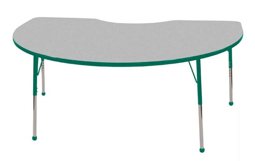 Early Childhood Resource ELR-14104-GGN-SB 48 in. x 72 in. Gray Kidney Adjustable Activity Table with Green Edge and Gree