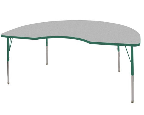 Early Childhood Resource ELR-14104-GGN-SS 48 in. x 72 in. Gray Kidney Adjustable Activity Table with Green Edge and Gree