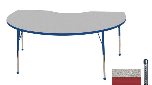 Early Childhood Resource ELR-14104-GRD-C 48 in. x 72 in. Gray Kidney Adjustable Activity Table with Red Chunky Legs