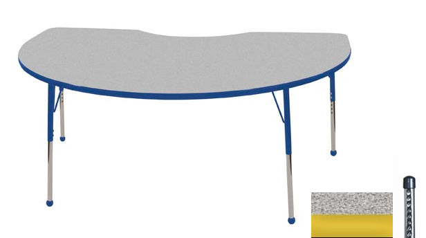 Early Childhood Resource ELR-14104-GYE-C 48 in. x 72 in. Gray Kidney Adjustable Activity Table with Yellow Chunky Legs