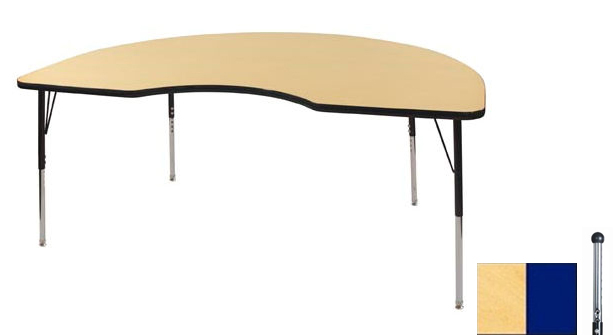 Early Childhood Resource ELR-14104-MMBL-SB 48 in. x 72 in. Maple Kidney Adjustable Activity Table with Maple Edge and Bl
