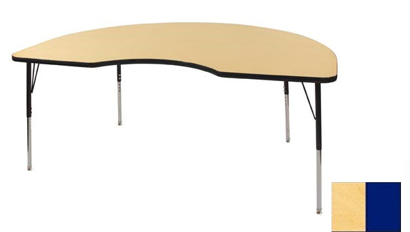 Early Childhood Resource ELR-14104-MMBL-SS 48 in. x 72 in. Maple Kidney Adjustable Activity Table with Maple Edge and Bl