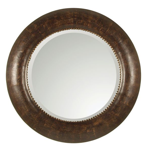 Carolyn Kinder 07515 B Leonzio Mirror Distressed Hand Finished Brown Leather