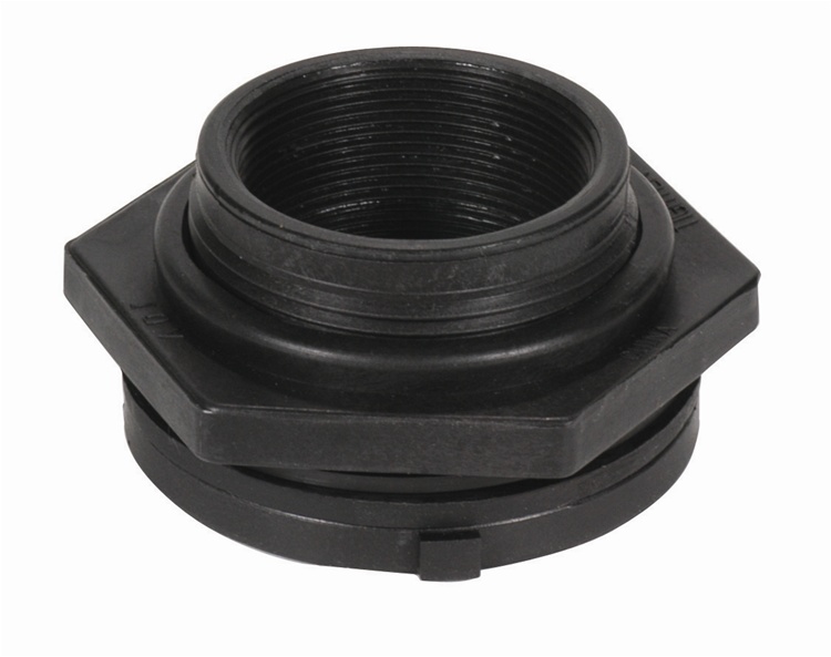 Aquascape 99126 Black Poly Bulk Head Fitting 1.5" for Pond Water Feature Waterfall Landscape and Garden