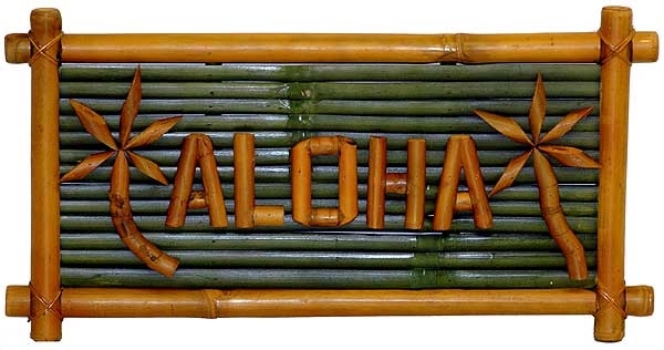 Picture of Bamboo54 5618 Small Aloha Sign - Natural Bamboo