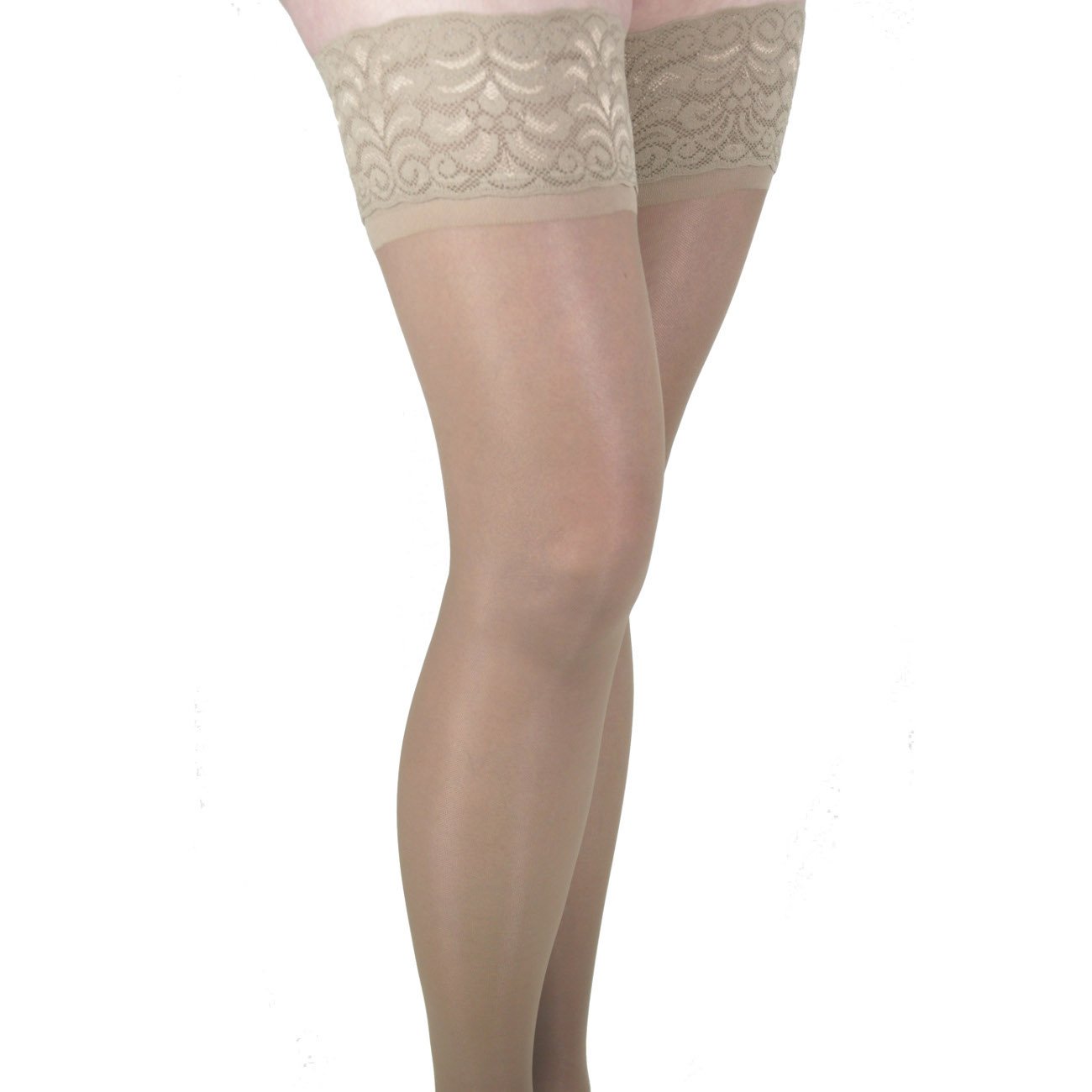 Picture of GABRIALLA Sheer Thigh Highs - Compression (20-22 mmHg): H-40  Large  Beige