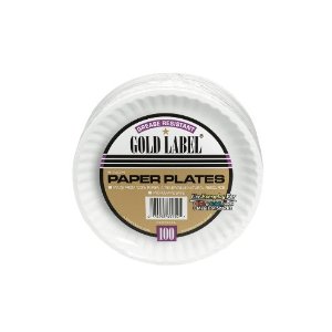 Picture of Ajm AJM CP9GOEWH Coated Paper Plate Gold Label 9 in.