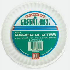 Picture of Ajm AJM PP9GRAWH Green Label Uncoated Paper Plate 9 in. White