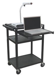 Cart,(3) Shelf with Pull Out Shelf, Molded Plastic (Shelf), 400 lb. Load Capacity, 3 Shelves, 24" L