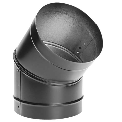 1845 8" Single Wall Stovepipe 45 Degree Black Elbow