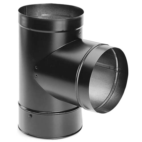 1855 8" Single Wall Stovepipe Tee with Clean-Out Cap