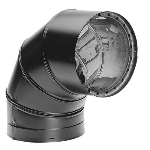 8690 6in. Double Wall Black 90 Degree Elbow - Black