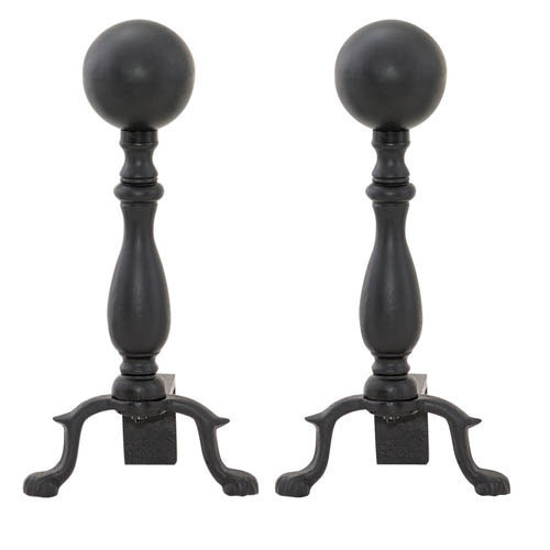 Picture of Import A-1234 Ball Andirons with Short Shank - Black
